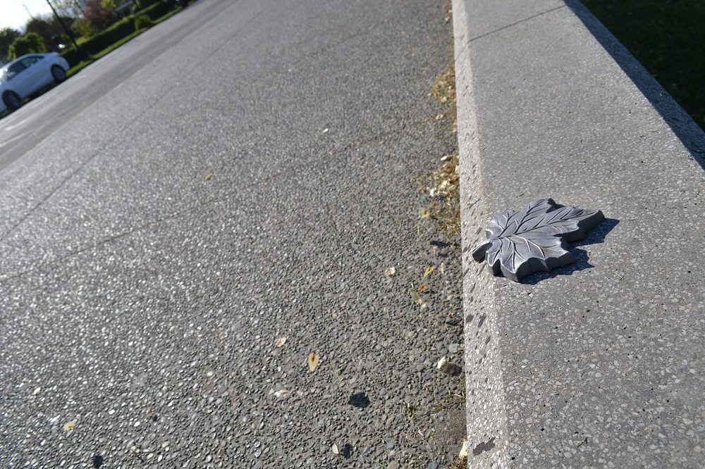 カナダの道路のメープルリーフの写真