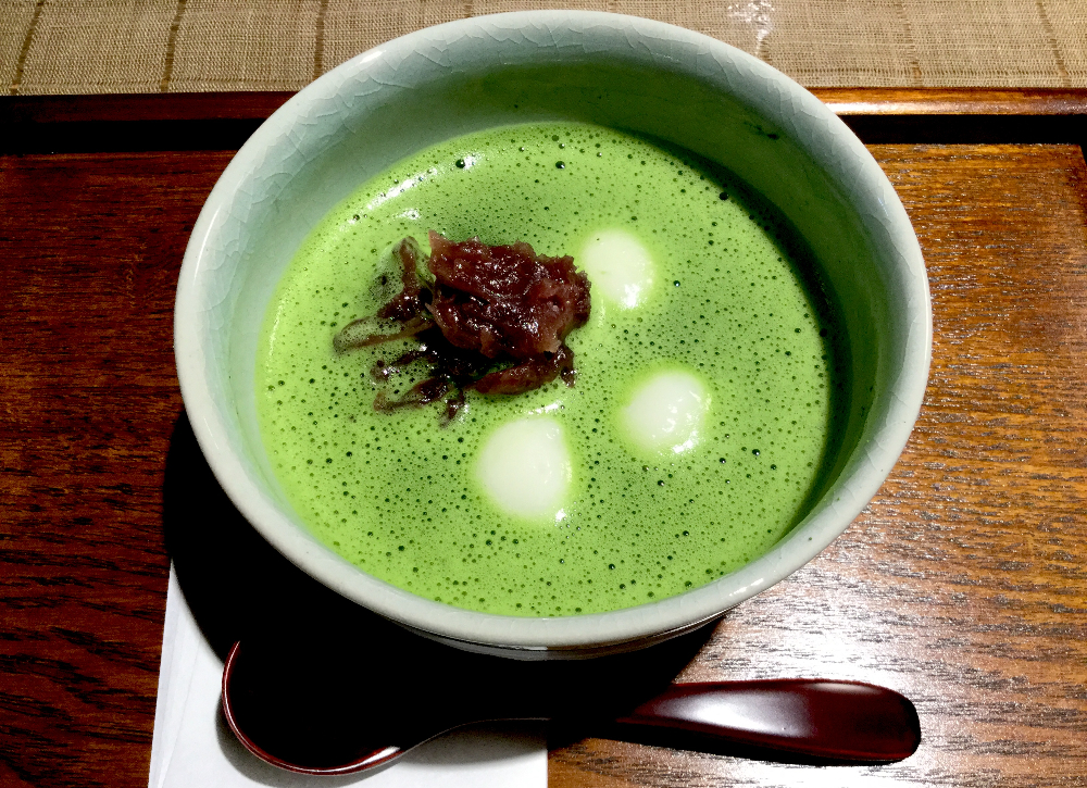 京都スイーツ｜カフェきっさこ和束の抹茶ぜんざいの写真